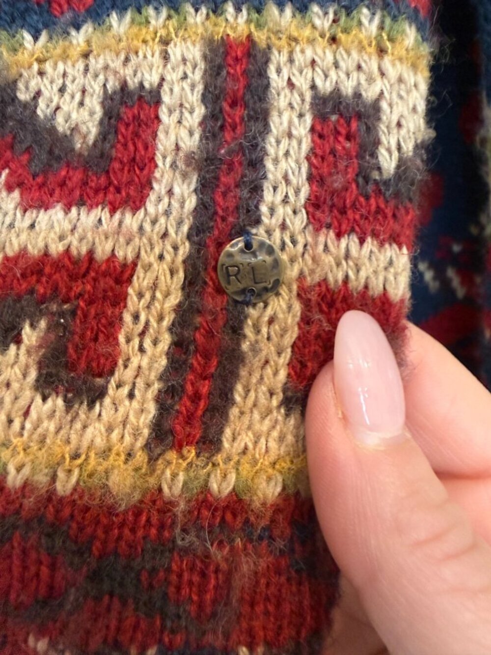 Ralph Lauren Denim & Supply Aztec Southwestern Cardigan Sweater Medium Wool Cozy - Picture 6 of 9